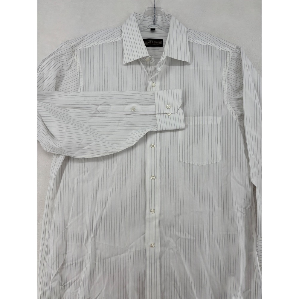 Donald J Trump Signature Collection White Stripes Non Iron Dress Shirt 16 32/33